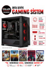X98 RYZEN 5 5500 RX 580 8GB 32GB RAM 1TB M.2 SSD Oyuncu Bilgisayarı