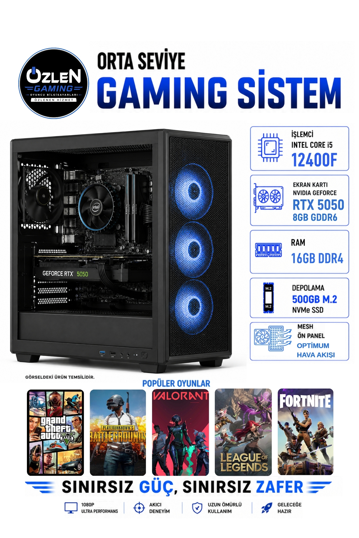 1_org_zoom-42.jpg X84 İ5 12400F RTX 5050 8GB 16GB RAM 500GB M.2 SSD Oyuncu Bilgisayarı - Görsel 1